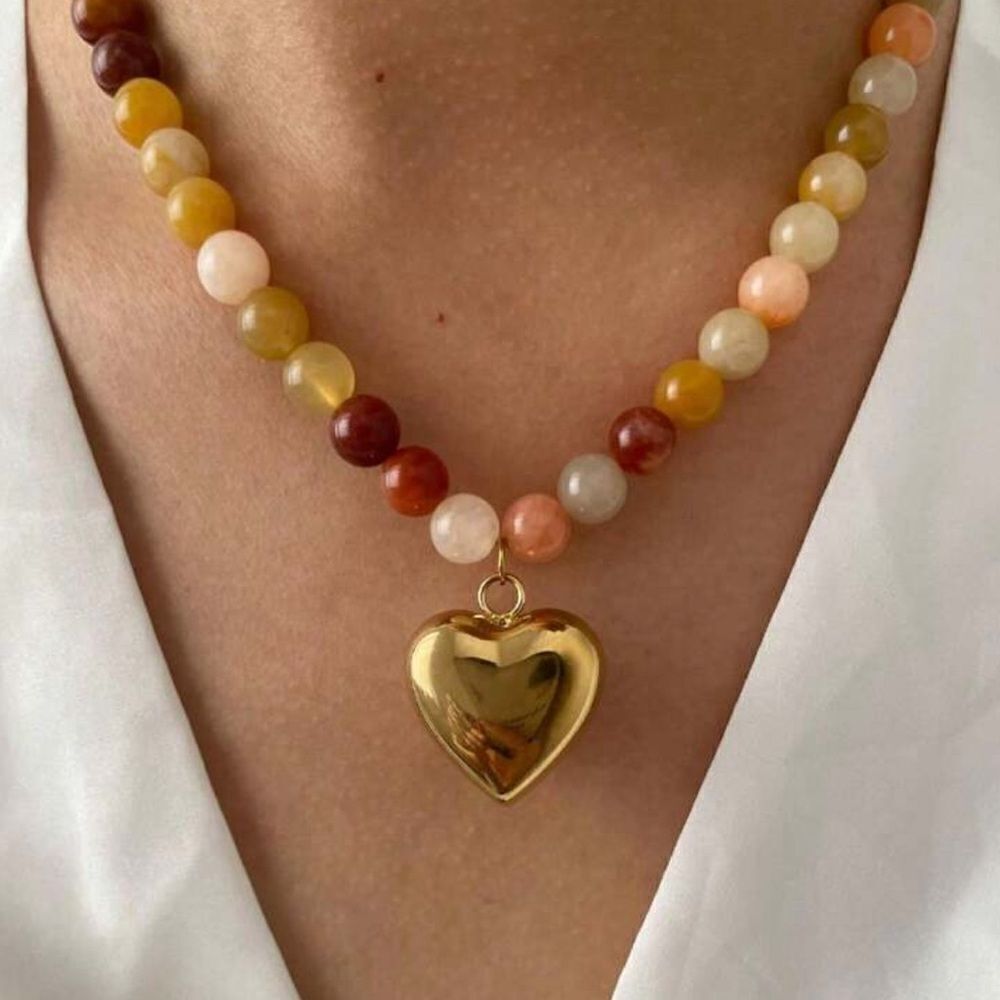 Boho heart necklace #1281